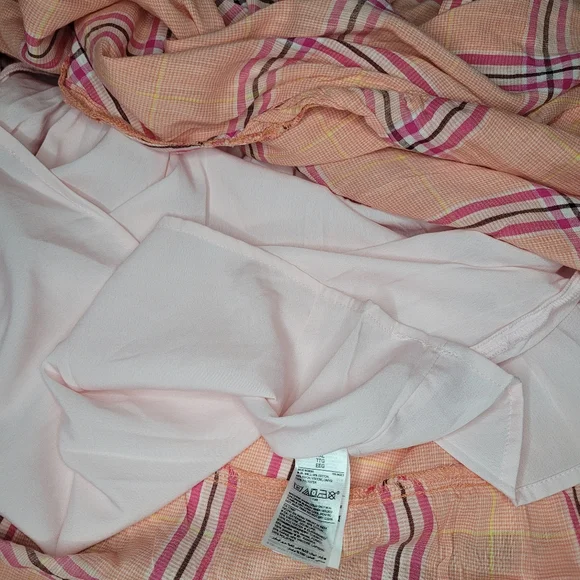 NWT Old Navy Dress Womens XXL Pink Orange Plaid Ruffle Fauz Wrap Picnic Summer - Picture 9 of 10